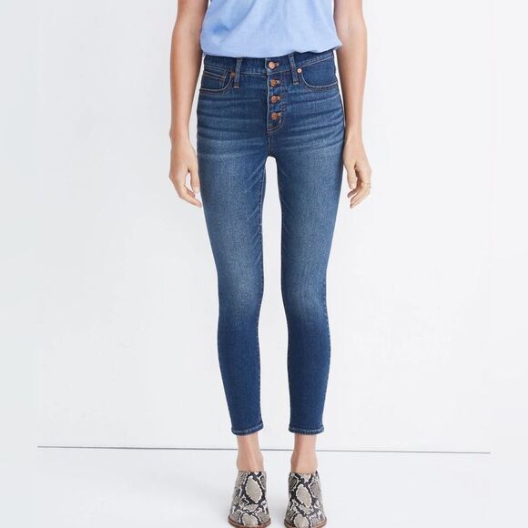Madewell 9" Mid-Rise Skinny Crop Jeans: Button-Front TENCEL Denim Edition 29 NWT - Picture 1 of 16